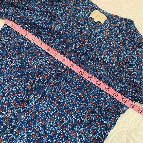 Sezane Floral Silk Blend Blouse  Button Front US 4 / Size 36 Cottage Peasant - Picture 5 of 9
